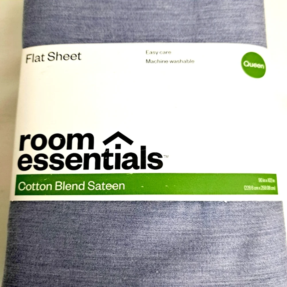 Room 1 Queen Easy Care Flat Sheet Gray Cotton Blend 90 in × 102 in